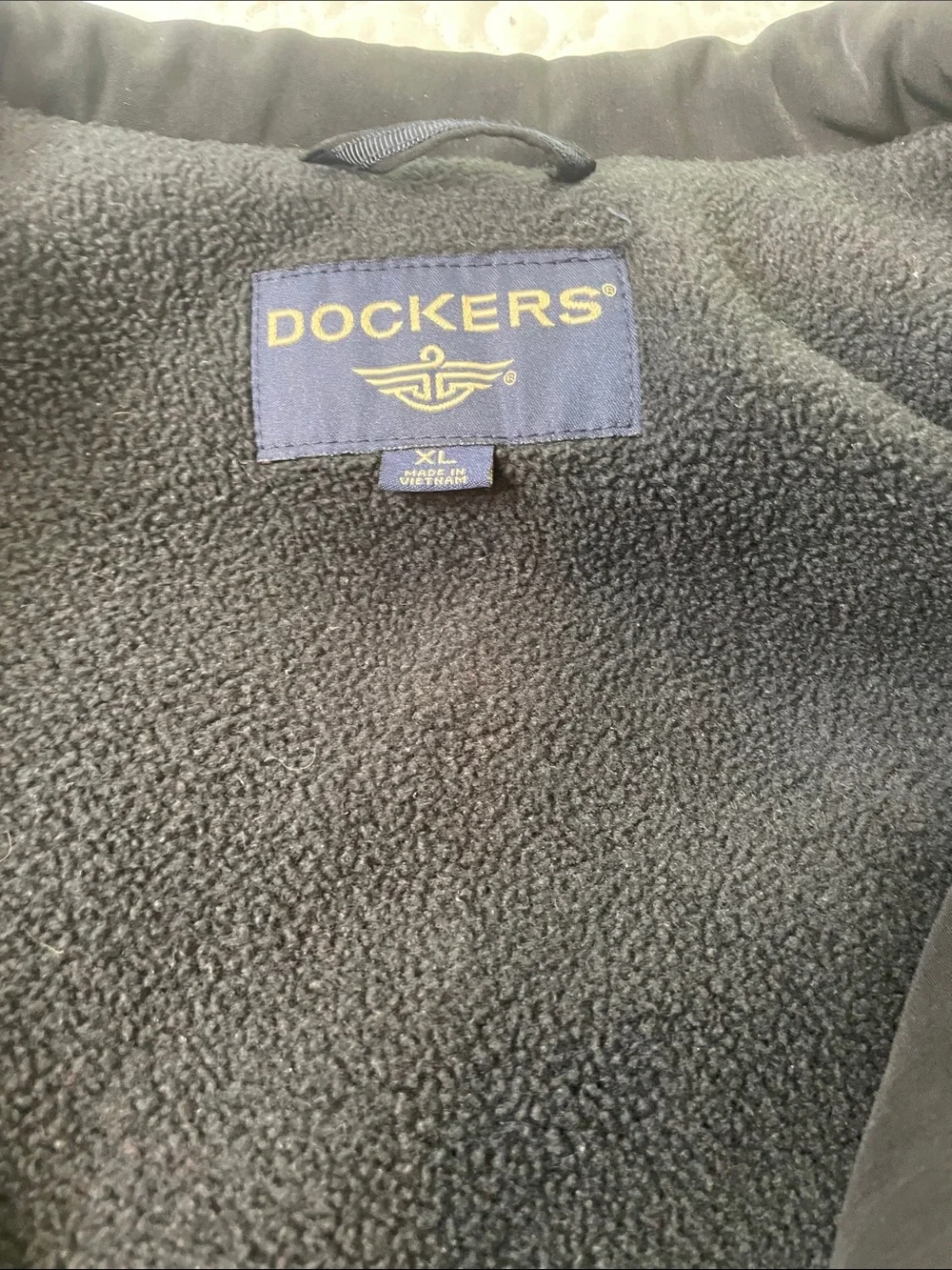 Dockers Tan Windbreaker Jacket with Black Collar